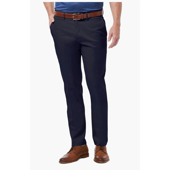 Haggar Premium No Iron Khaki Slim Fit Pant | Mens 32 x 30 Navy Blue NEW - Picture 1 of 8